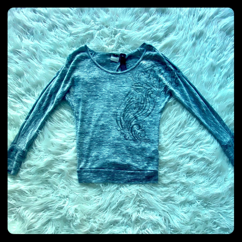 Gray sparkling long sleeve open back Harley-D